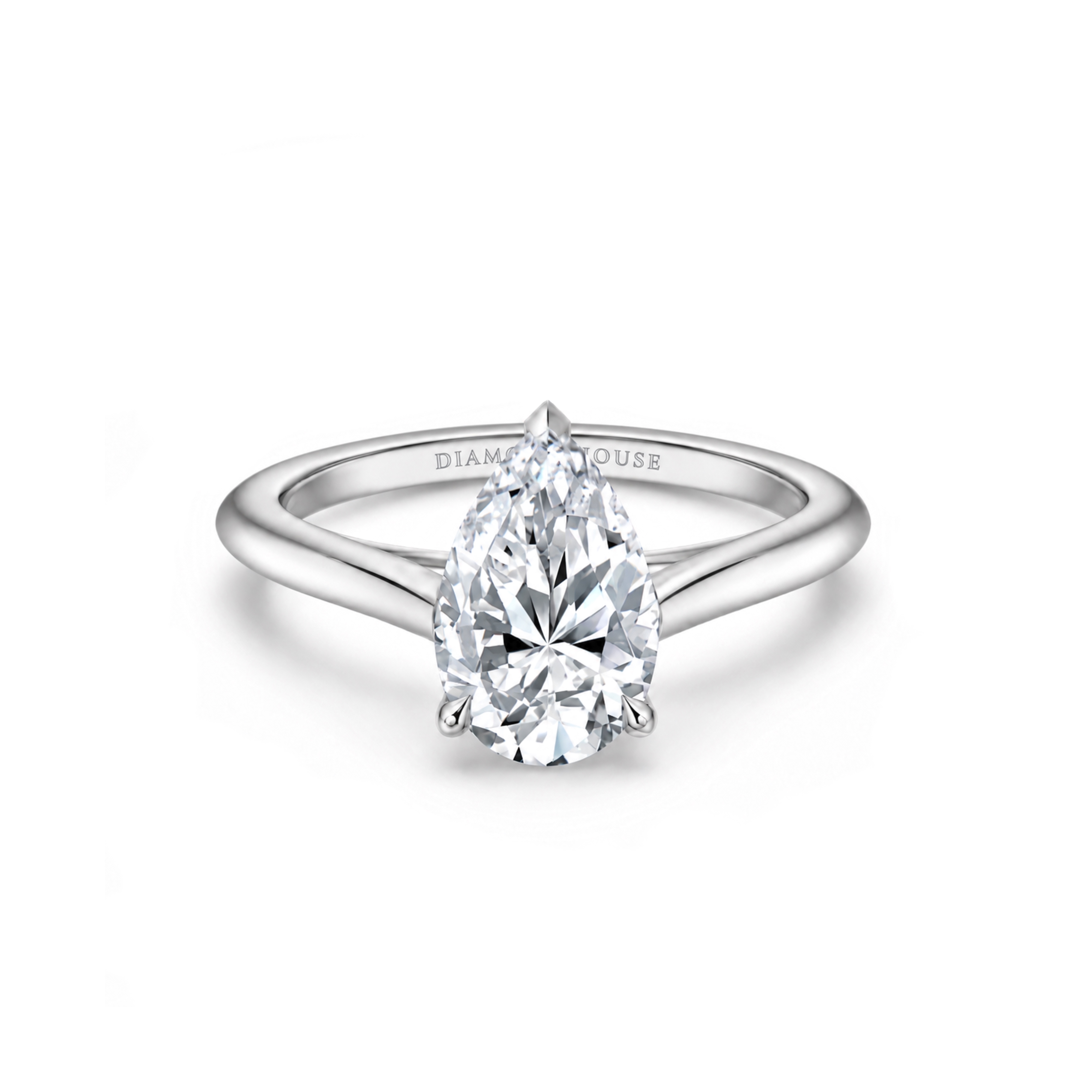 Anello di fidanzamento Anello solitario Artiglio stile Cartier con diamante taglio goccia — Diamond House Roma — vista 1