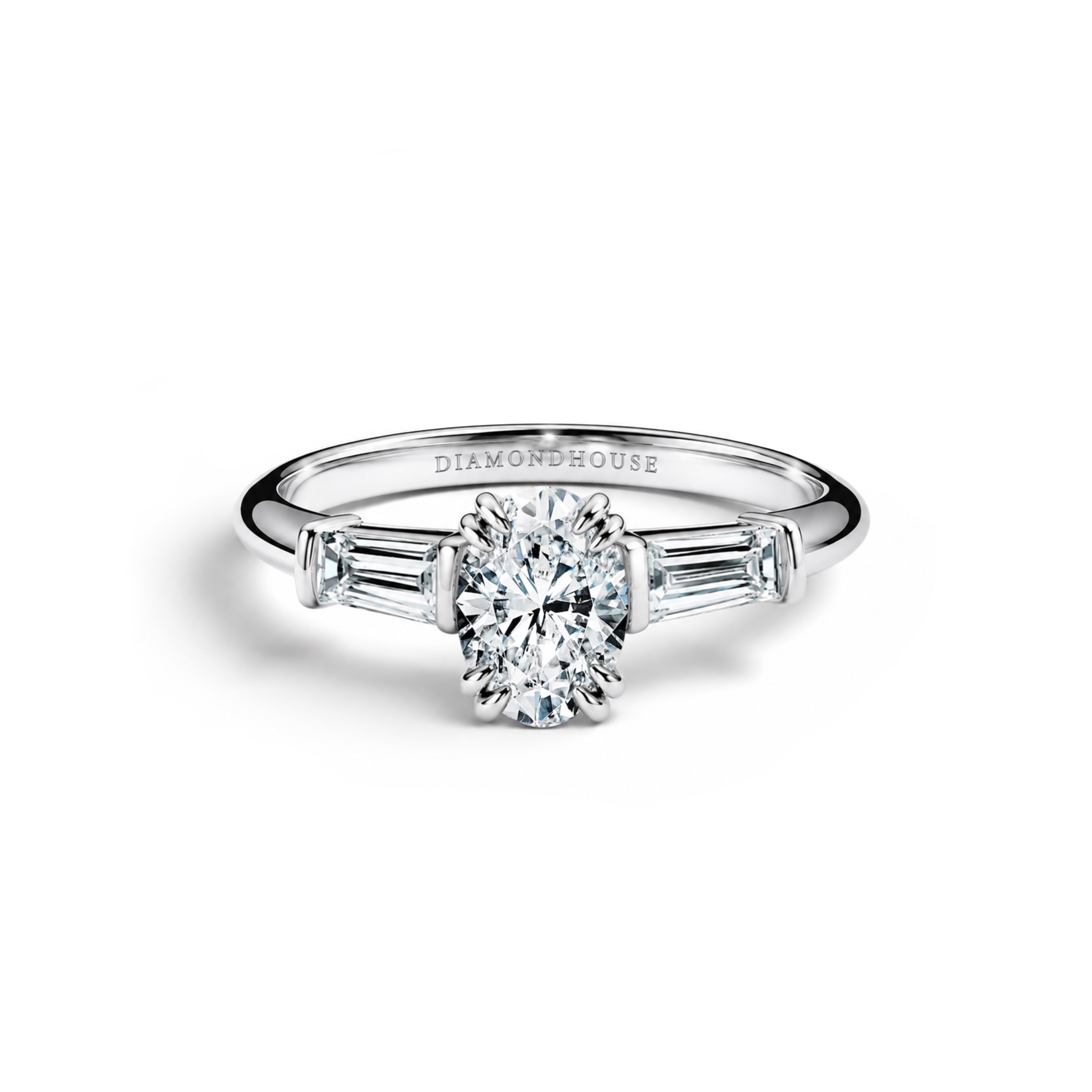 Anello solitario Baguette stile Harry Winston