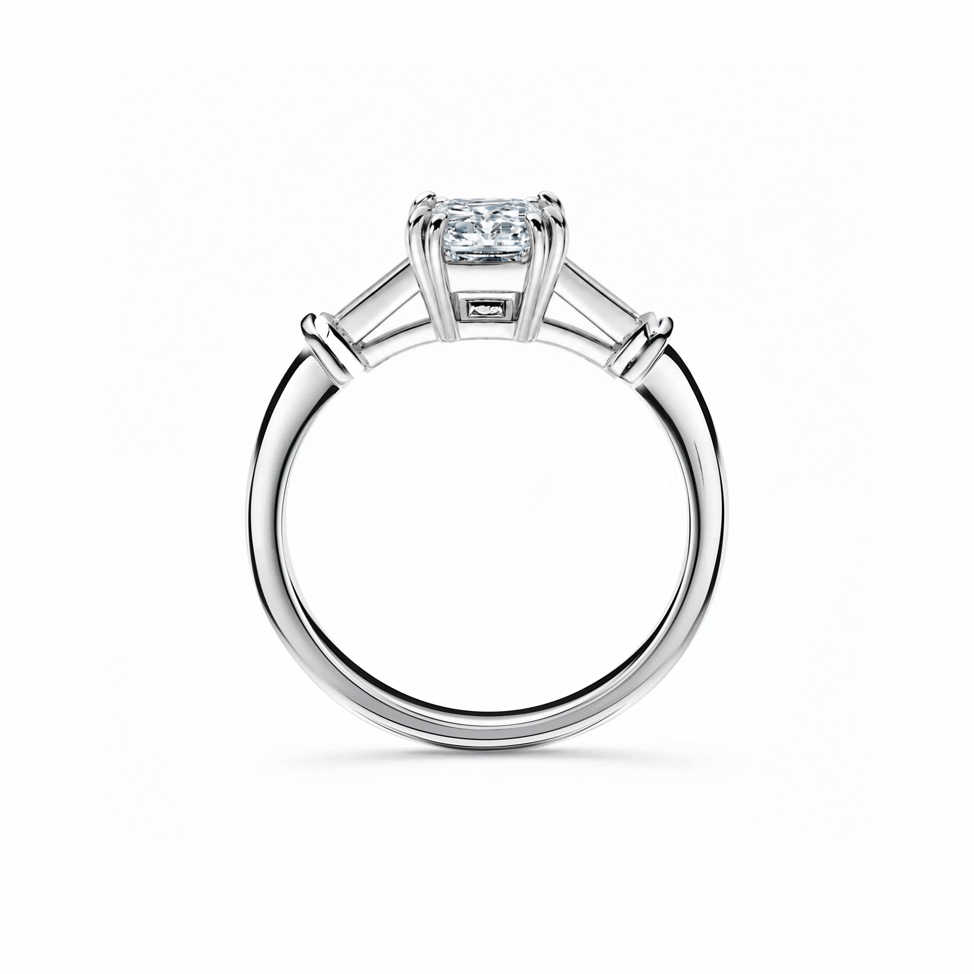 Anello di fidanzamento Anello solitario Baguette stile Harry Winston con diamante taglio smeraldo — Diamond House Roma — vista 2