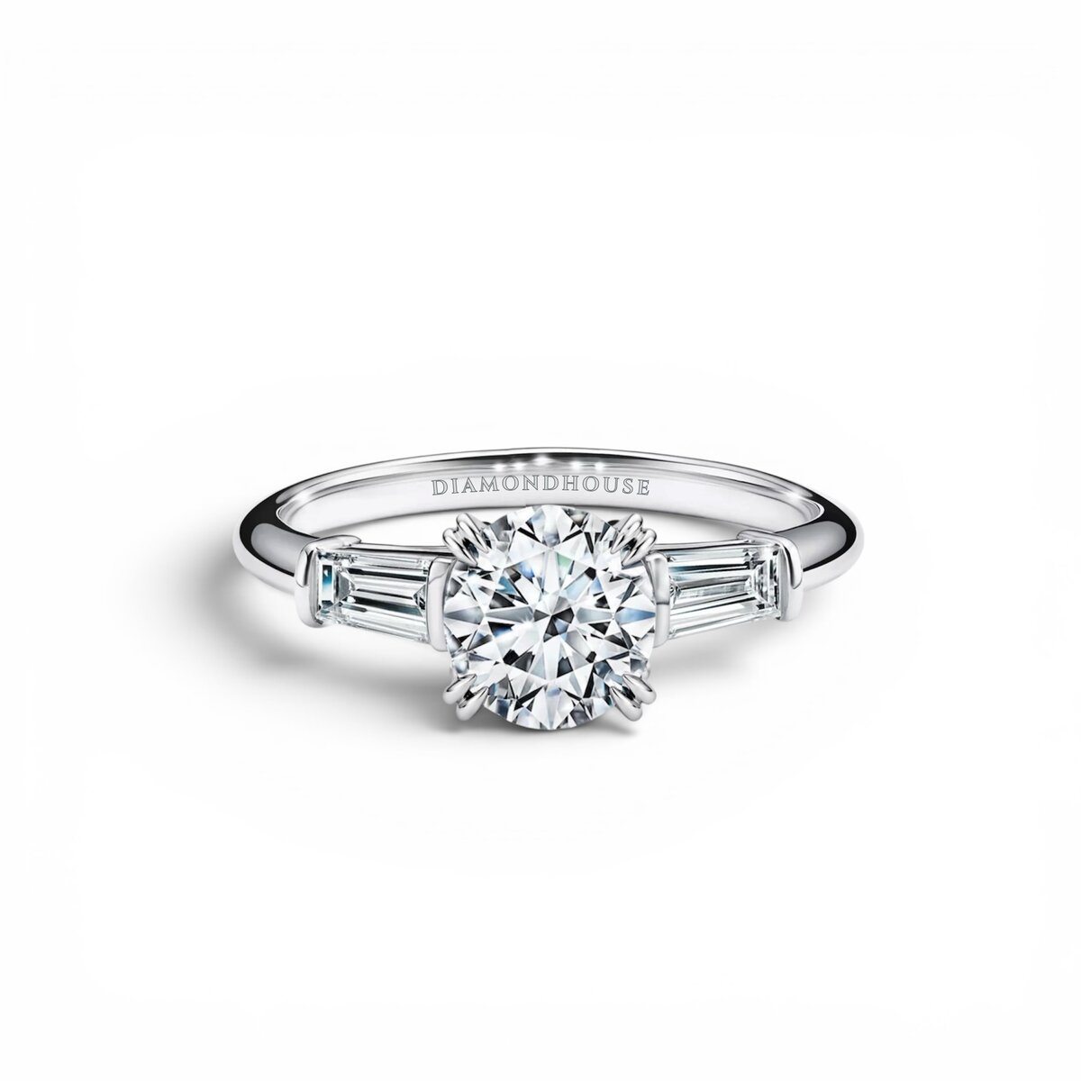 Anello solitario Baguette stile Harry Winston