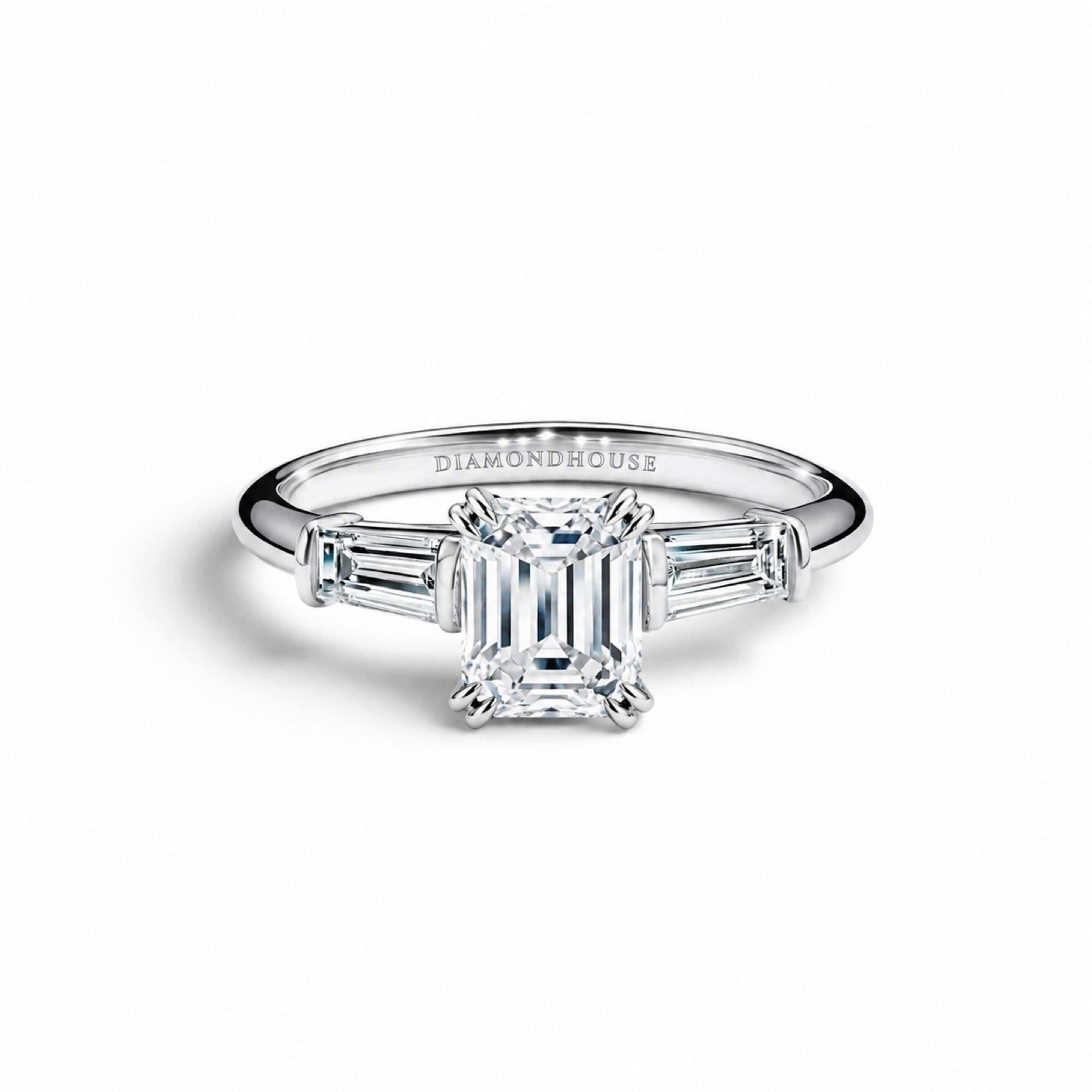 Anello solitario Baguette stile Harry Winston