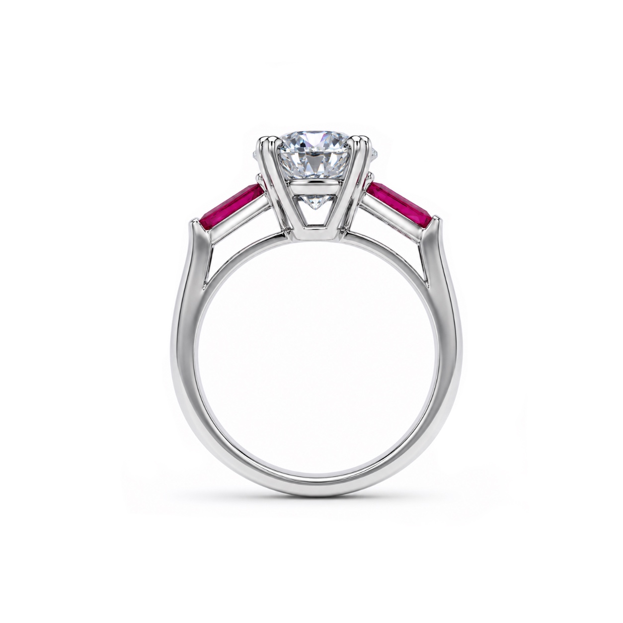 Anello Solitario con Diamante e Rubini taglio baguette — Heritage, Diamond House Roma — vista 2