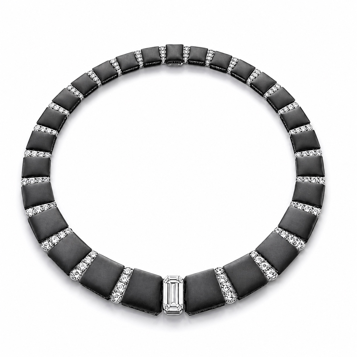 Titanium Emerald Diamond Collier