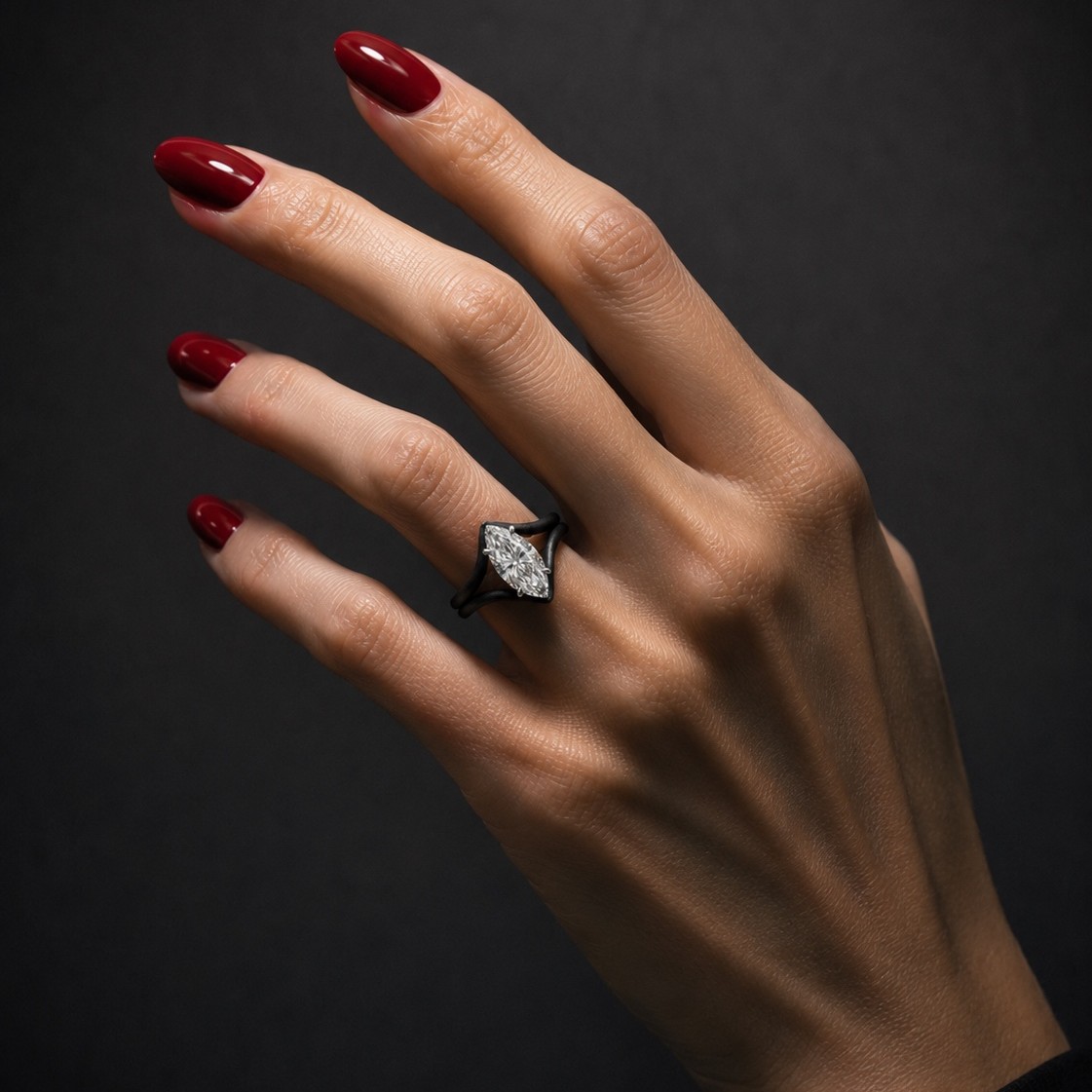Titanium Marquise Diamond Double Ring — Titanium by LVC, Diamond House Roma — vista 2