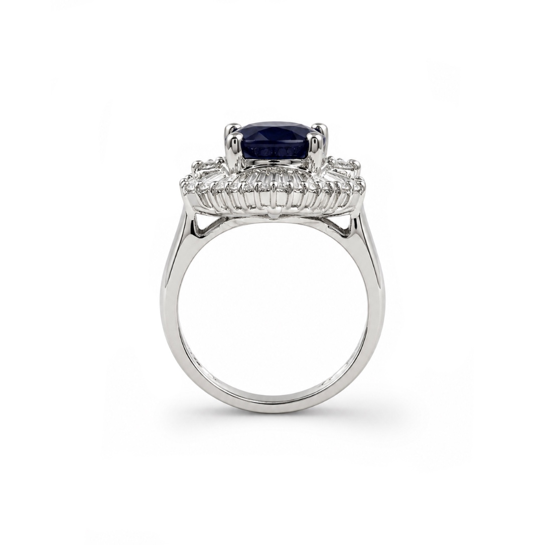 Anello Halo con Zaffiro taglio ovale — Heritage, Diamond House Roma — vista 3