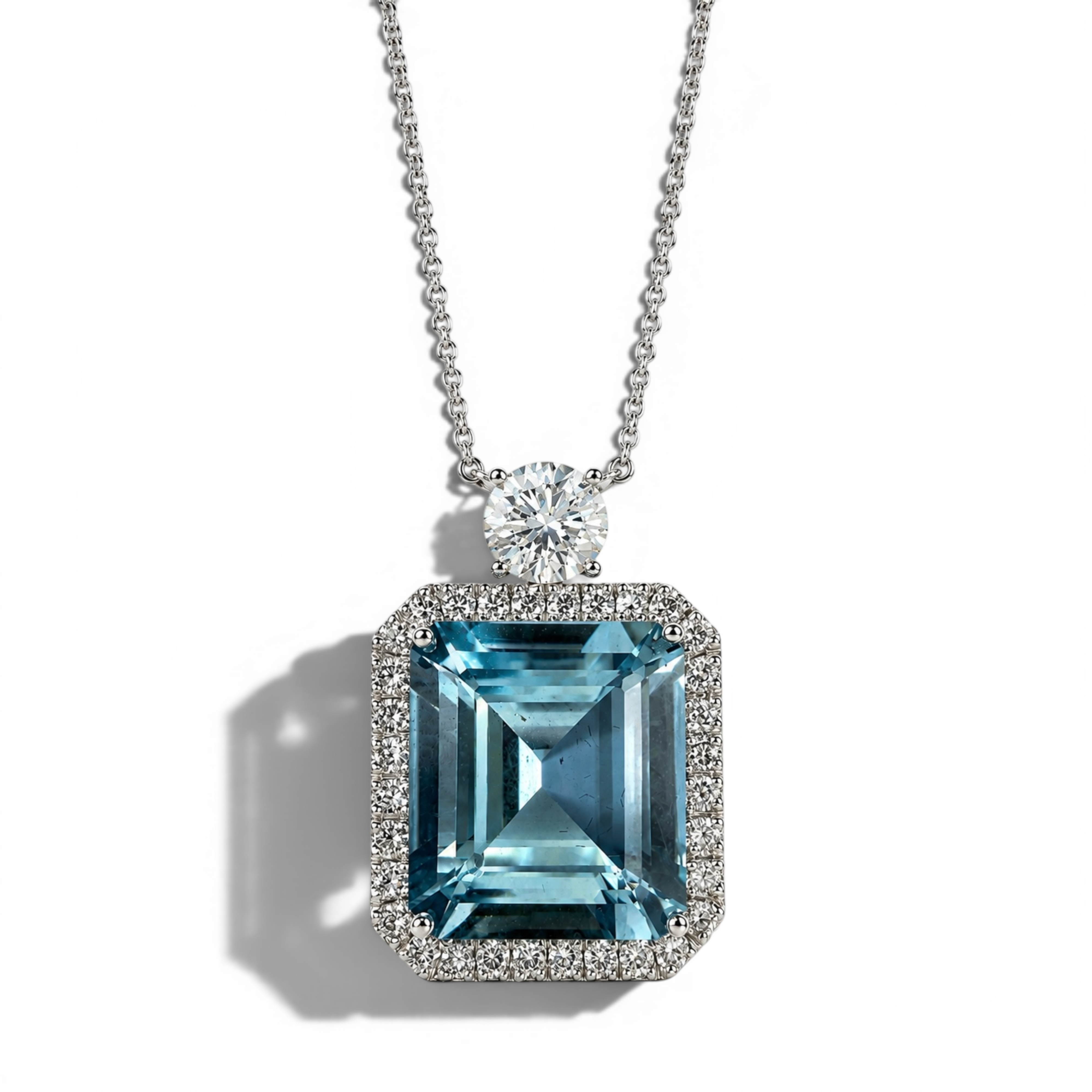 Collana con Acquamarina taglio smeraldo