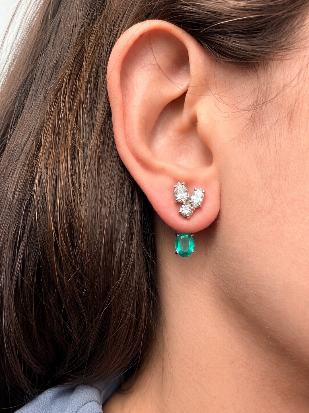 Orecchini pendenti con smeraldi e diamanti — Heritage, Diamond House Roma — vista 2