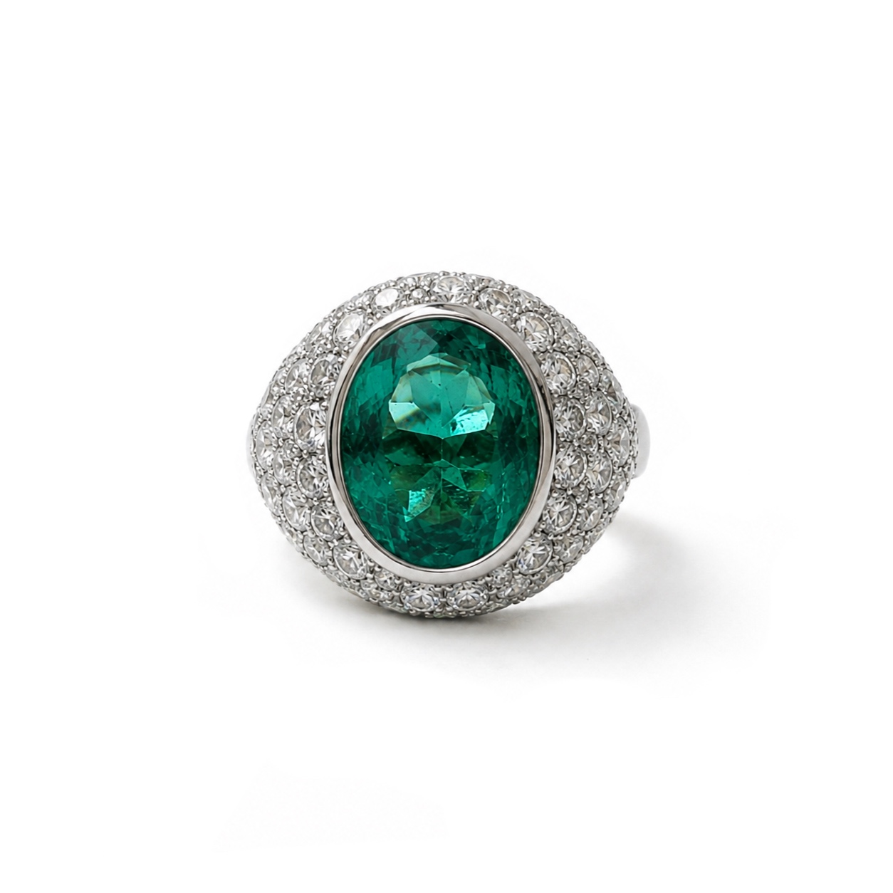 Anello con Smeraldo Colombiano taglio ovale e Diamanti