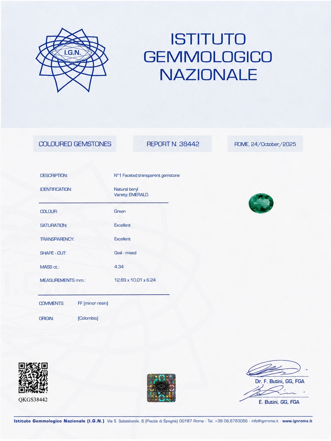 Anello con Smeraldo Colombiano taglio ovale e Diamanti — Heritage, Diamond House Roma — vista 4
