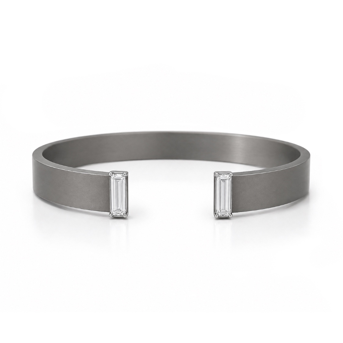 Titanium Open Band Baguette Diamond Bracelet