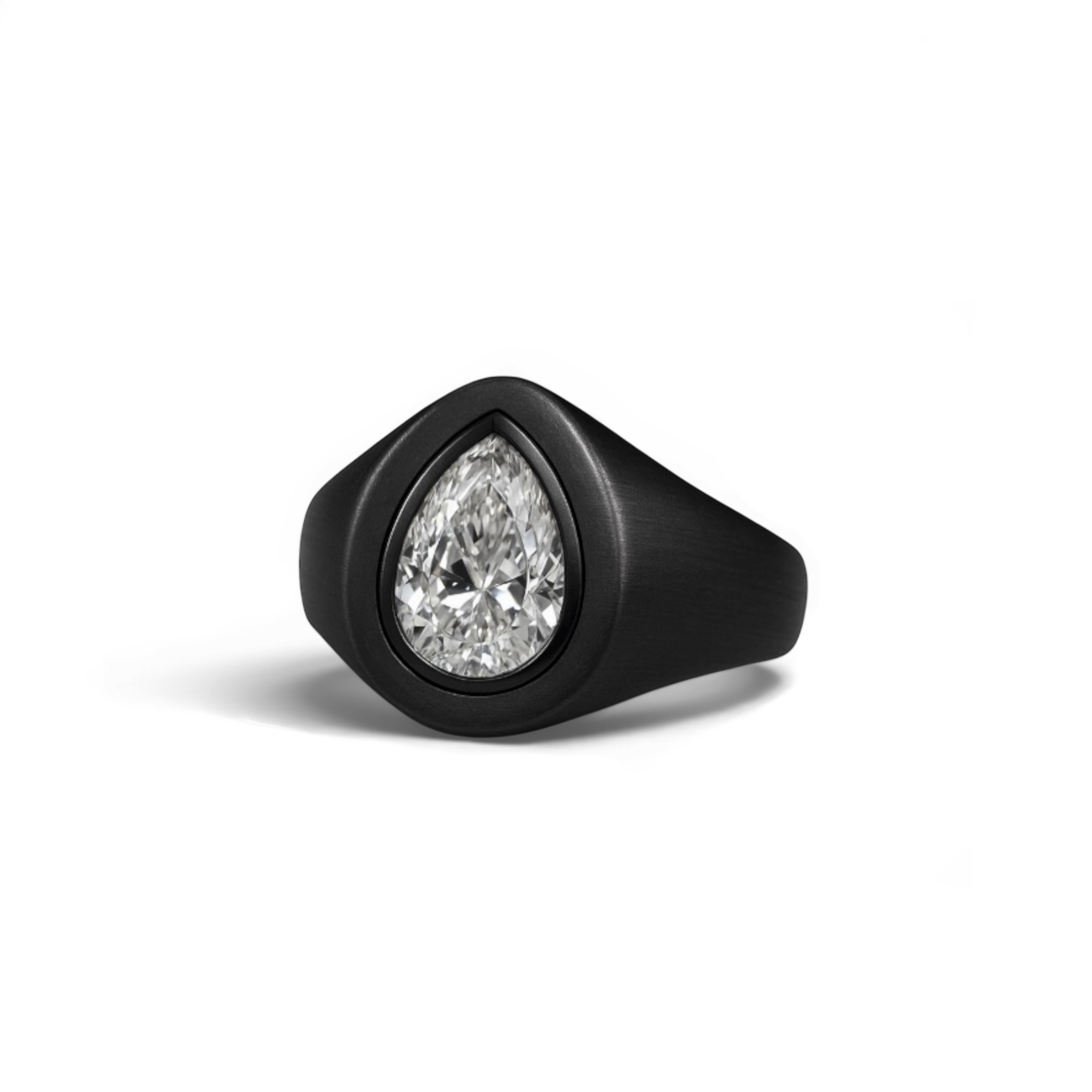 Titanium Pear Diamond Signet Ring